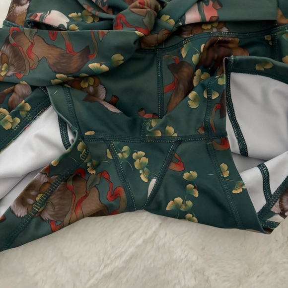 Iron Yokai Tanuki Wrap Shorts Size XS Green Tie Front Activewear Street Apparel - Picture 9 of 9